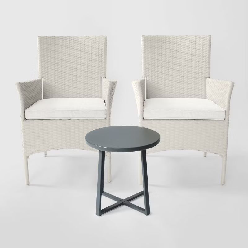 Cheriton 3pc Wicker Patio Chat Set - Gray/Linen - Threshold™ | Target