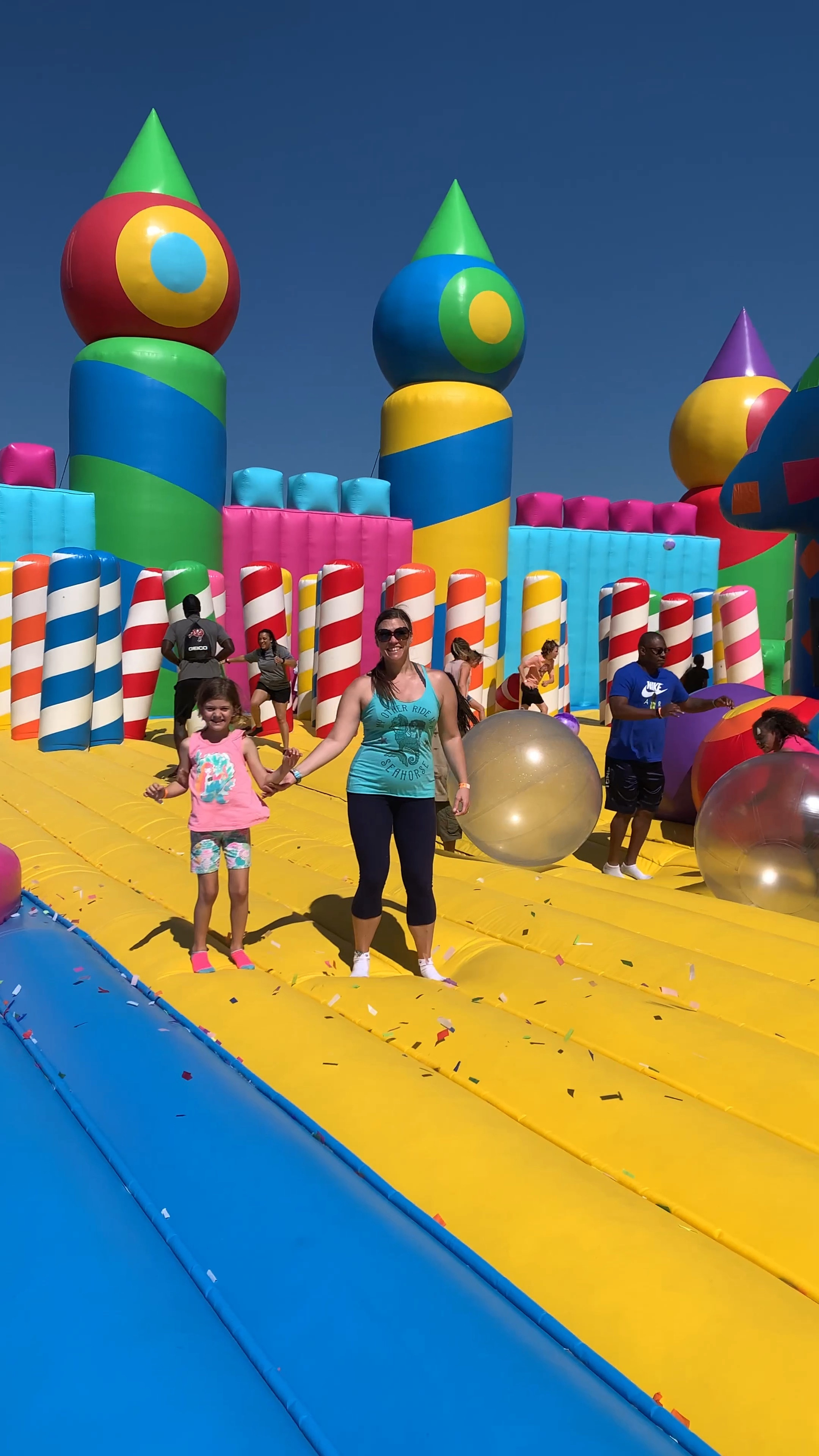 What kind of leggings should you wear to bounce around with your kids in the world’s largest bounce house? 

I stayed comfortable in my women's Tek Gear high-waisted capri leggings. They are moisture wicking and compression fit but made with breathable cotton (and a hint of spandex) that doesn’t irritate my sensitive skin. The cotton is also sustainably sourced. 

Bonus - they have pocket sewn into the waistband. 

#LTKfamily #LTKfit #LTKunder50