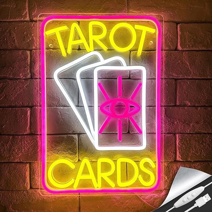 Tarot Cards Neon Sign, Pink LED Light for Room Wall Decor, Dimmable Switch, Acrylic Material, 10.... | Amazon (US)