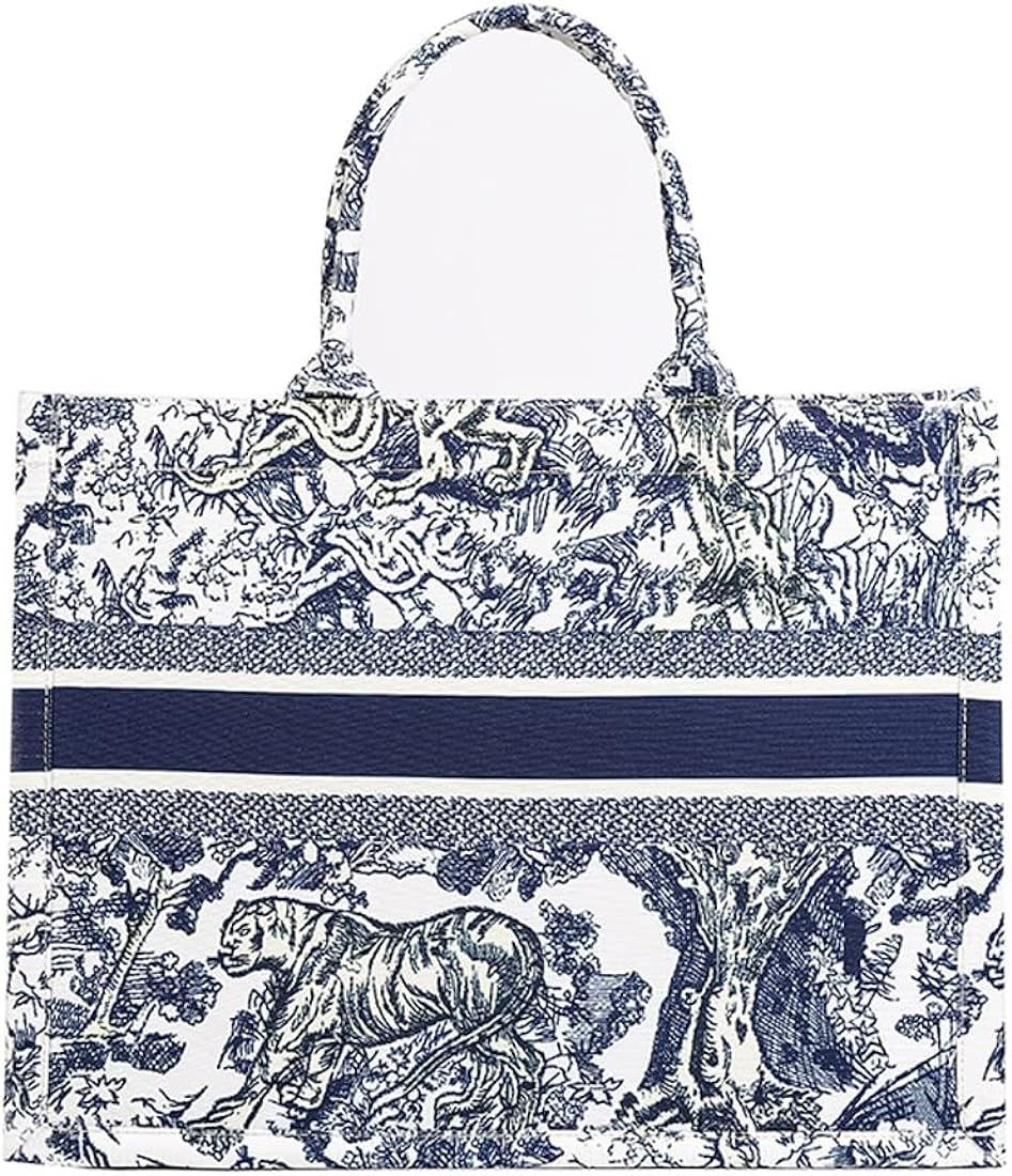 FENGJINRUHUA Fashion Luxury Tote Bag Cotton Linen Handbag Large Capacity Jacquard Embroidery Retr... | Amazon (US)