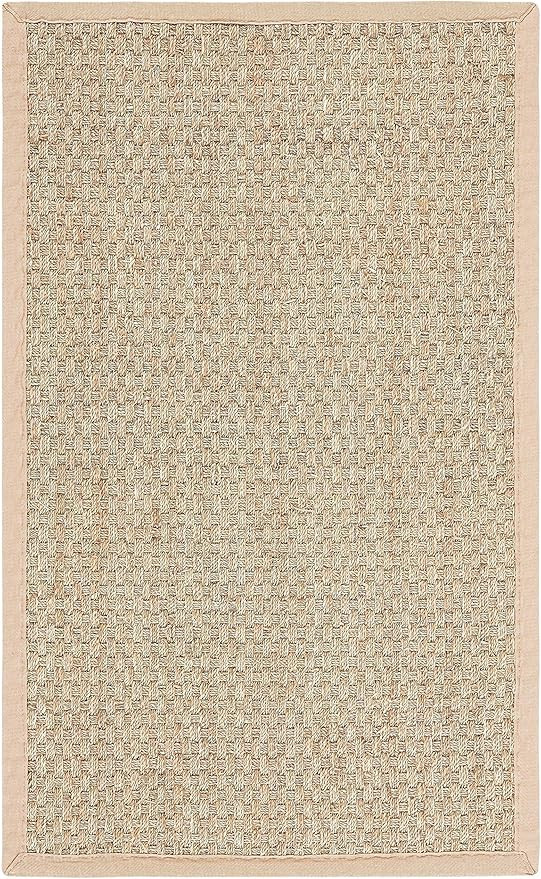 SAFAVIEH Natural Fiber Collection 2' x 3' Beige NF114A Border Basketweave Seagrass Accent Rug | Amazon (US)