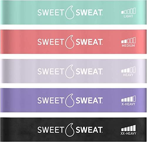 Sweet Sweat Mini Loop Resistance Bands - Set of 5 | Exercise Hip Booty Bands for Squats, Lunges, Phy | Amazon (US)