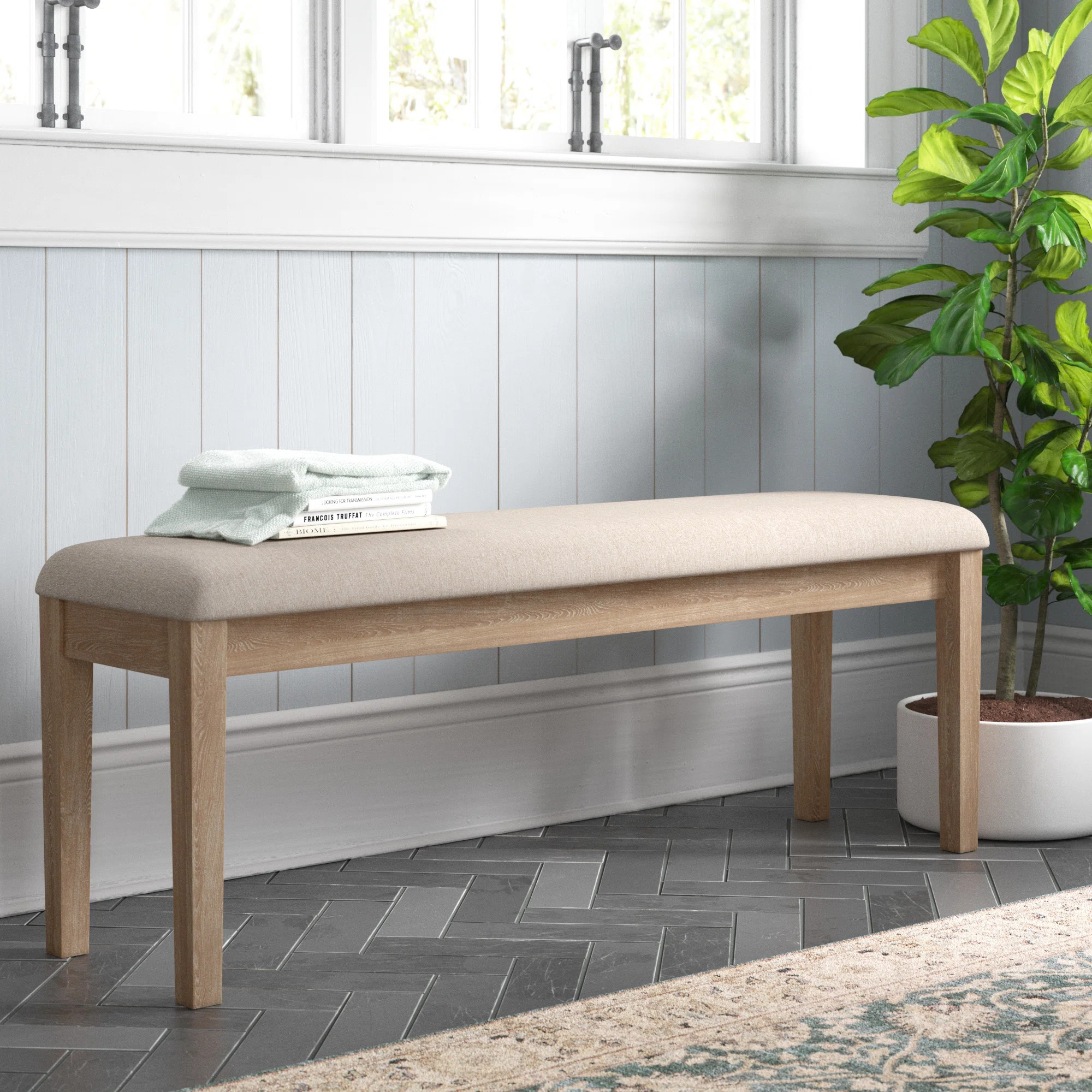 Whipkey Solid Wood Upholstered Dining or Entryway Bench | Wayfair North America