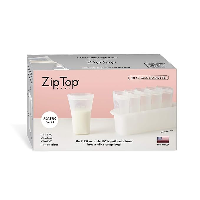 Zip Top Reusable 100% Platinum Silicone Breast Milk Storage, Made in the USA - Bag Set of 6 + Fre... | Amazon (US)