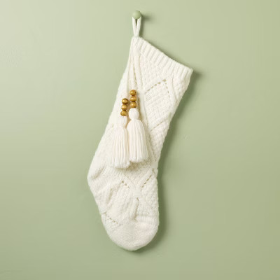 Sweater Knit Christmas Stocking with Beaded Tassel - Hearth & Hand™ with Magnolia | Target