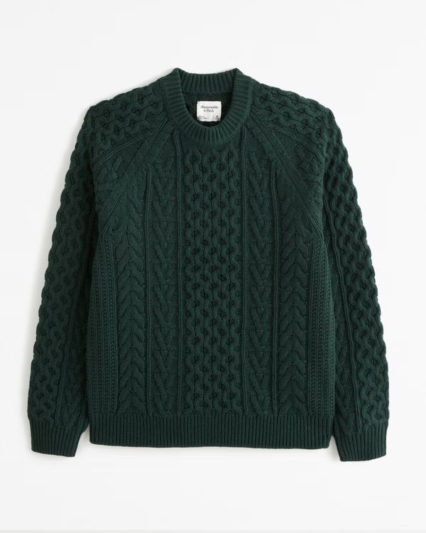 Men's Elevated Cable Stitch Crew Sweater | Men's Tops | Abercrombie.com | Abercrombie & Fitch (US)