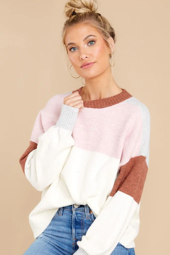 All About Sweetness Ivory Colorblock Sweater | Red Dress 