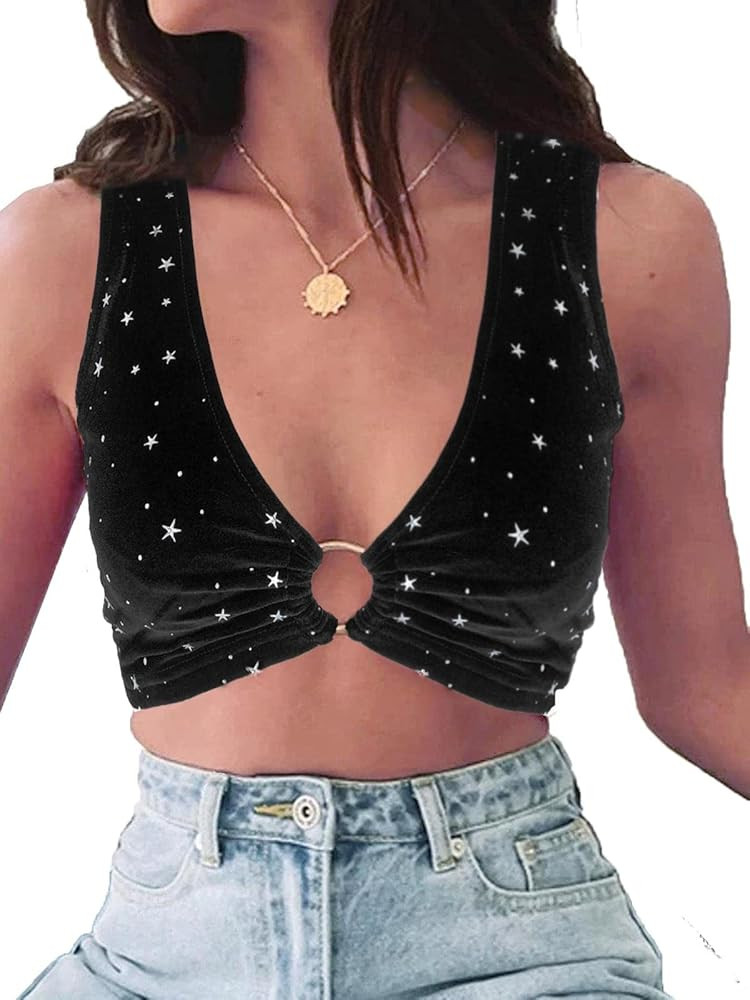 krtwrnt Women‘s Sparkly Festival Rave Outfits Sexy Concert Crop Top | Amazon (US)