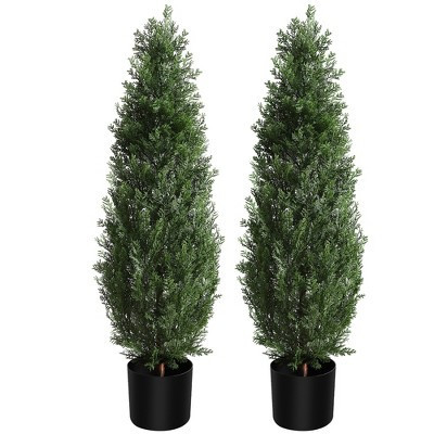 36" 2 Pcs Artificial Tree, Artificial Cedar Topiary Trees for Outdoor Indoor Decor, Artificial Topiary Boxwood Tree 2-Set, Faux Shrub UV Protection | Target
