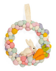 12in Felt Pom Pom Rabbit Wreath | Marshalls