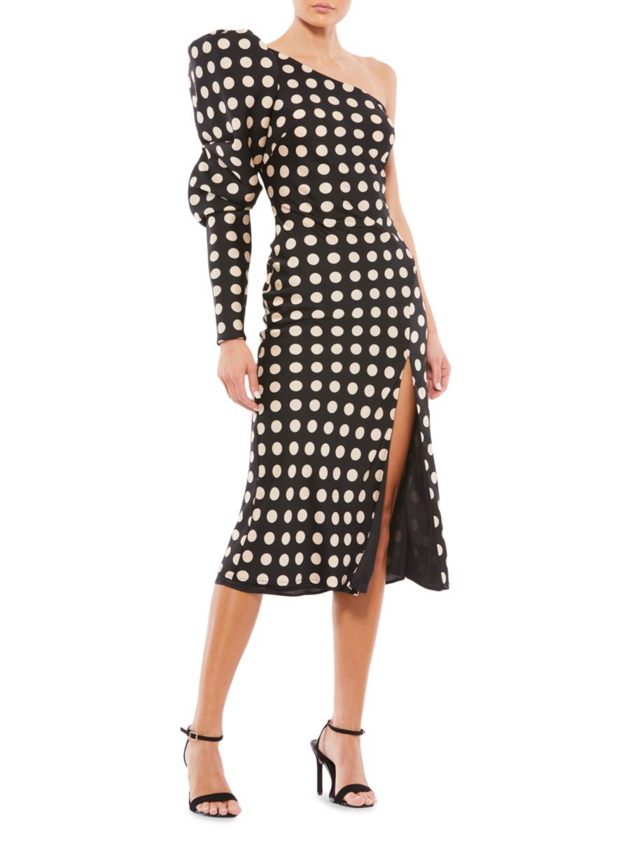 Ieena One-Shoulder Polka Dot Midi-Dress | Saks Fifth Avenue