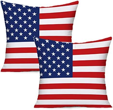 American Flag Pillowcase Throw Pillow Case Cushion Cover Patriotic 4th of July Cotton Linen Pillo... | Amazon (US)