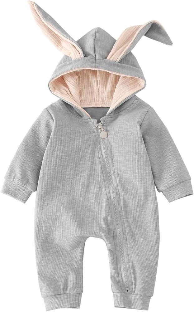 AGQT Baby Costume Bunny Outfit 3PCS 3D Rabbit Ear Romper Size 0-24 Months | Amazon (US)