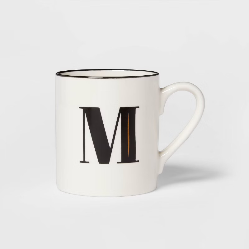 16oz Stoneware Monogram Mug White - Threshold™ | Target