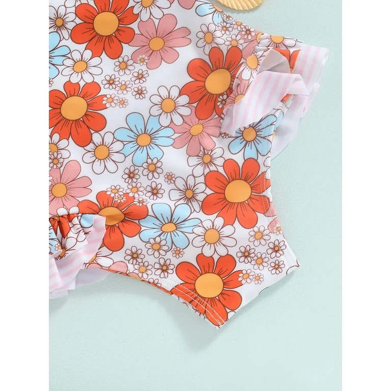 Toddler Baby Girl One Piece Swimsuit Floral Strap Sleeveless Bathing Suit Backless Ruffles Swimwe... | Walmart (US)