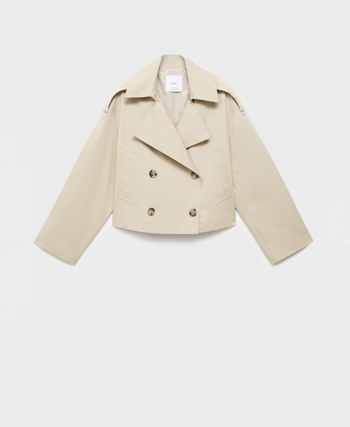 Mango Women's Double-Breasted Cropped Trench Coat - Beige | Macy's