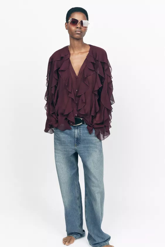 RUFFLED BLOUSE ZW COLLECTION | Zara US