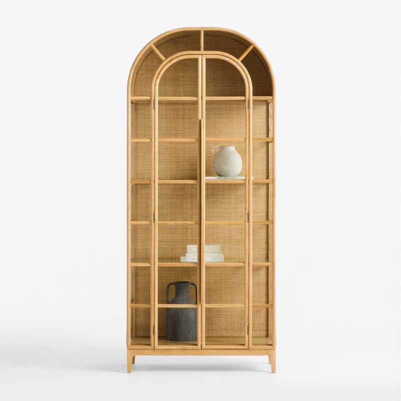 Atrium 37" Natural White Oak and Glass Storage Display Cabinet | Crate & Barrel