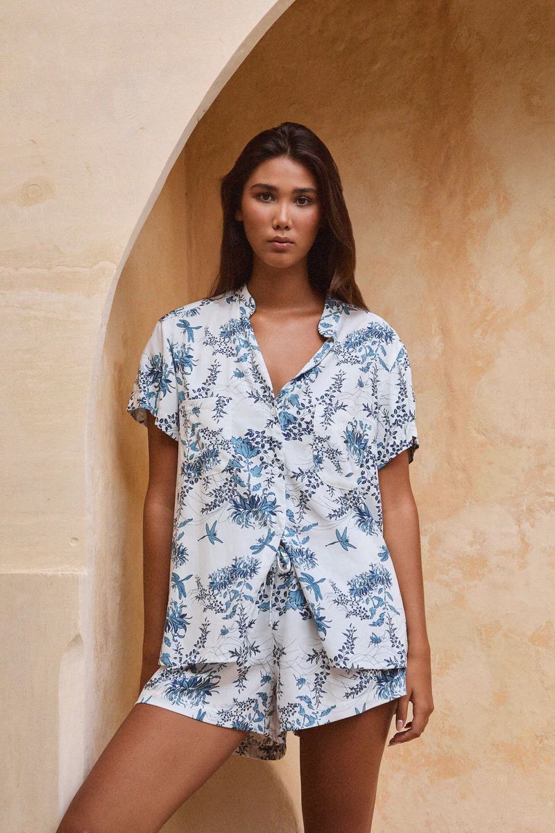 Maggie Pyjama Set - Summer Toile - Aegean Blue | Piyama