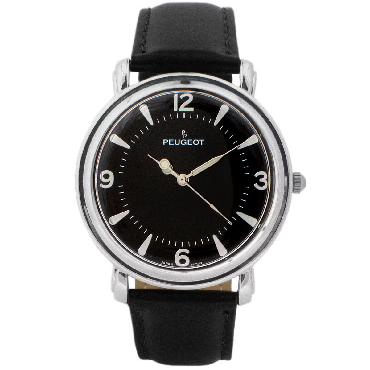 Peugeot Men's 38mm Black Dial Retro Design Calf Skin Leather Strap watch | Target