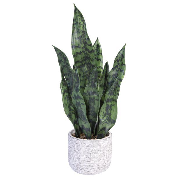 Mainstays 21" Artificial Snake Plant in Textured Ceramic Pot | Walmart (US)