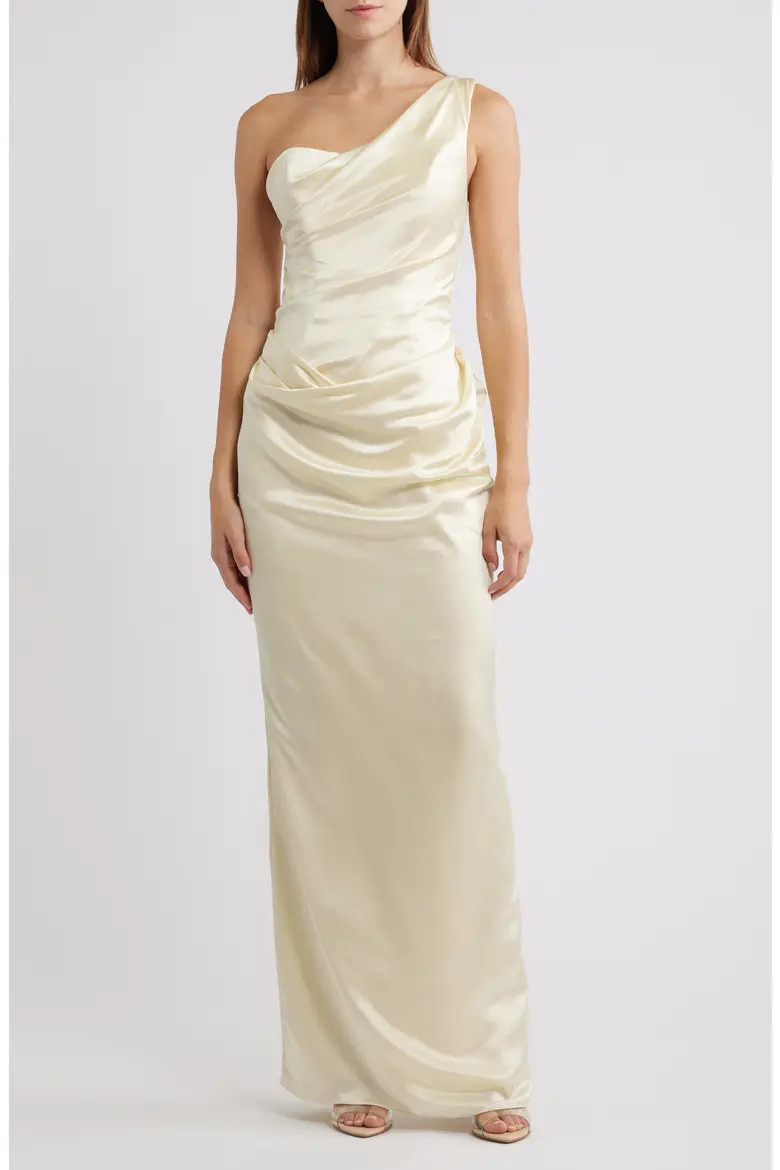Caprice One-Shoulder Satin Gown (Women) | Nordstrom | Nordstrom