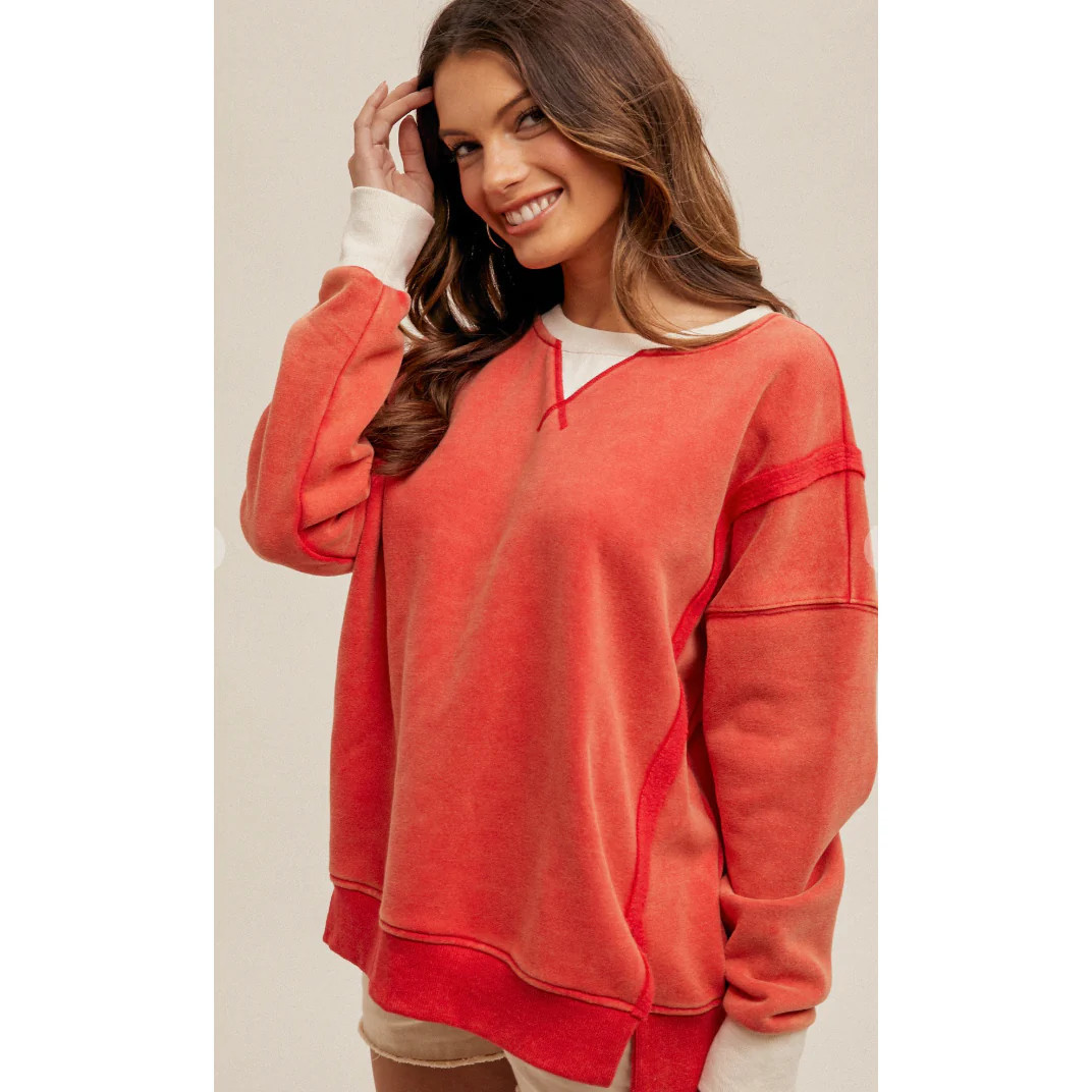 Snow Washed Sweatshirt - Orange | Southern Roots Clothing Co.