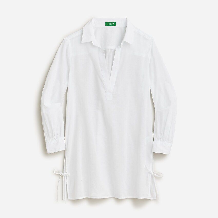 Cotton voile tunic cover-up with side ties | J.Crew US