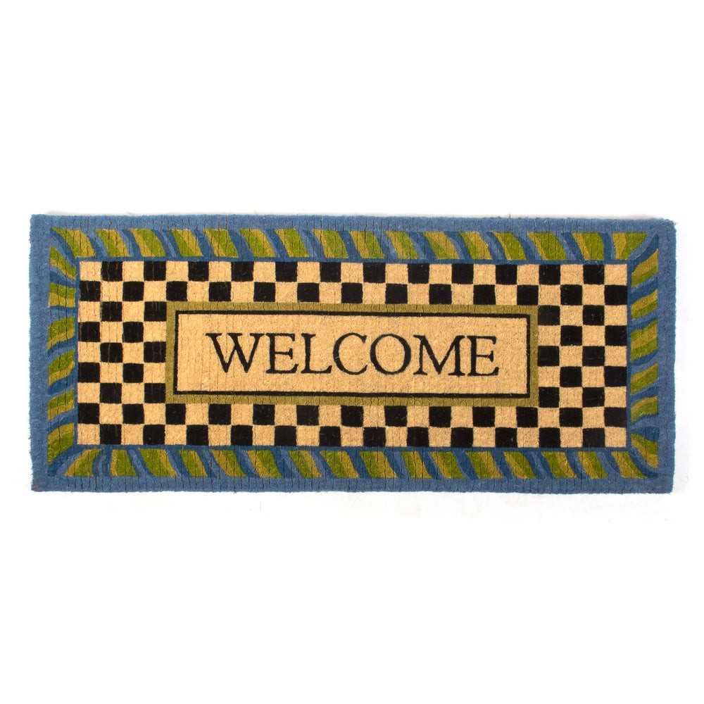 Welcome Periwinkle Double Door Entrance Mat | MacKenzie-Childs