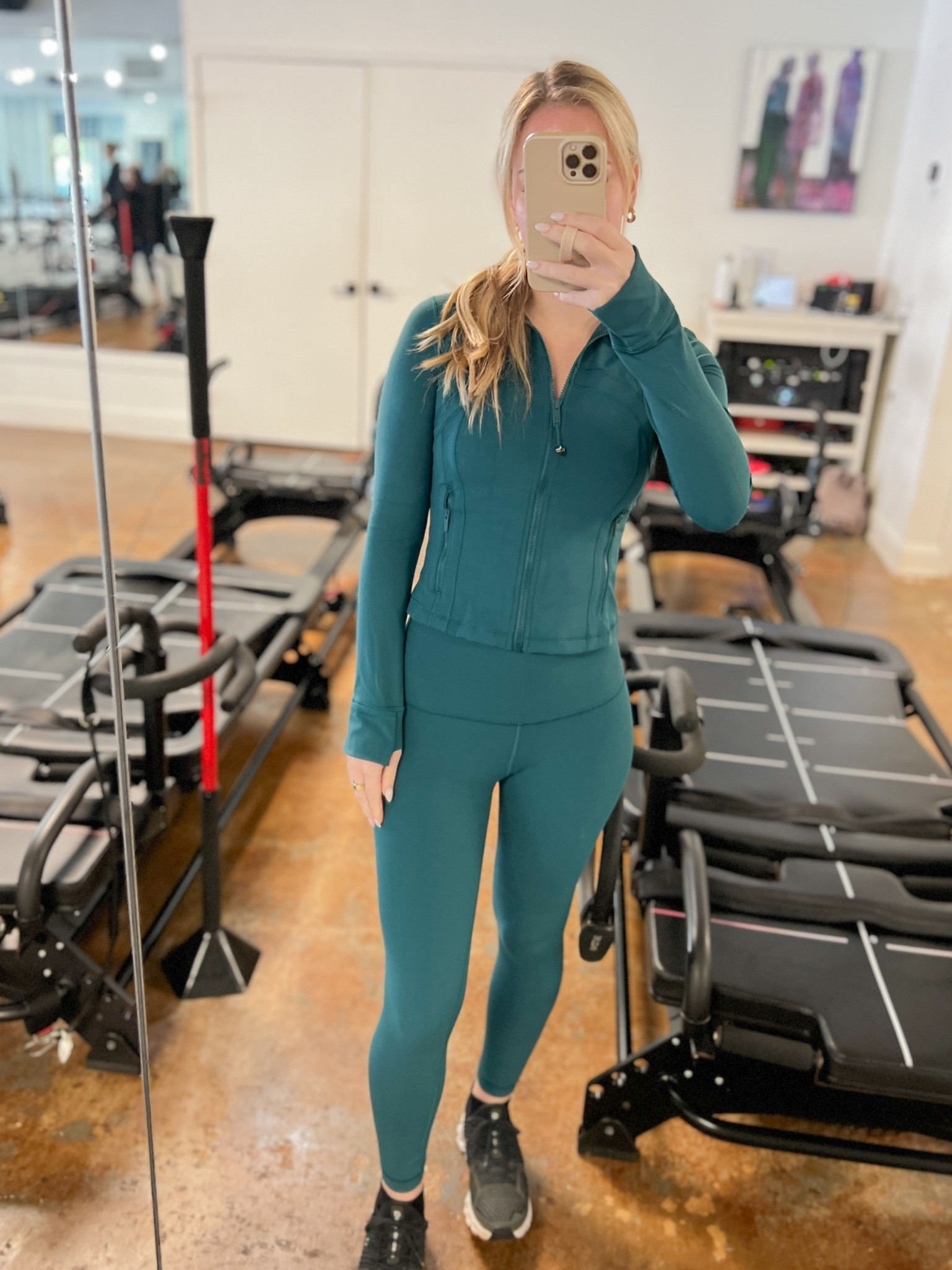 Lululemon workout outfit. Color is storm teal! Define Nulu Cropped Jacket, Align 25” Leggings, and under my jacket I have the Align Tank Top! Love wearing these styles to Pilates class in the winter and it’s such a cute set and color for Christmas! 

#LTKSeasonal #LTKfitness #LTKover40