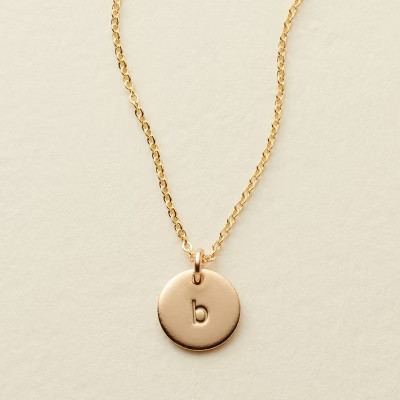 Made by Mary | Initial Disc Necklace Gold P | Target