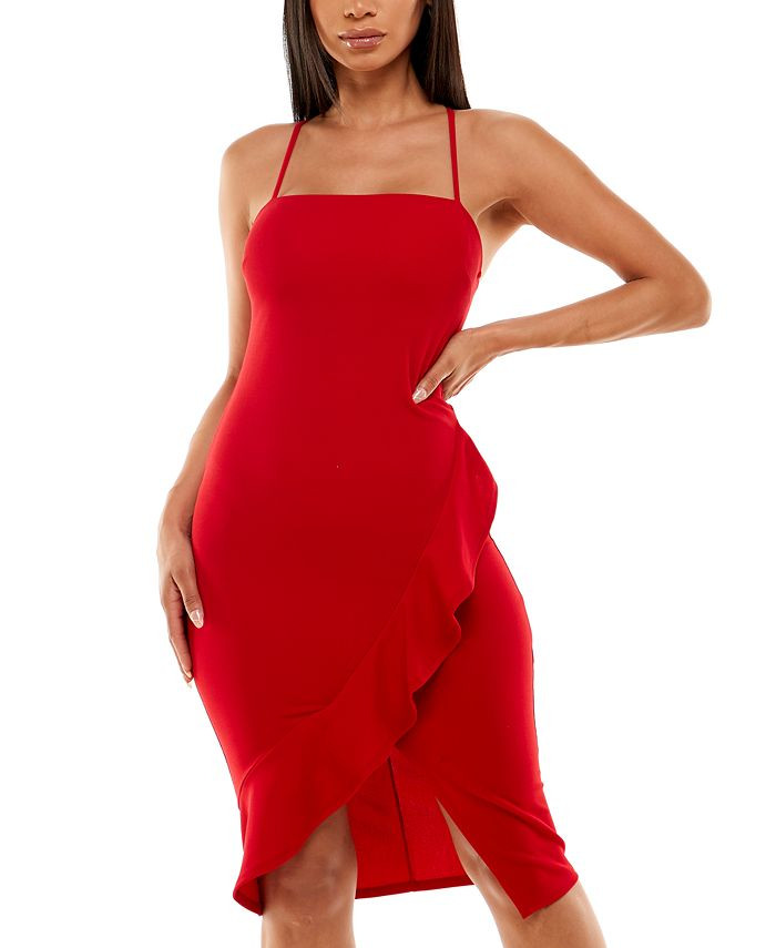 Crystal Doll Juniors' Strappy Scuba Crepe Midi Dress & Reviews - Dresses - Juniors - Macy's | Macys (US)