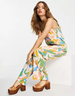 Vila satin jumpsuit in abstract print | ASOS (Global)