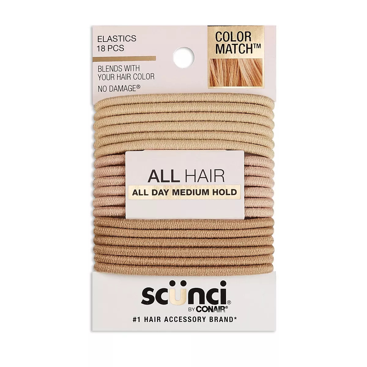 scünci No Damage Elastic Hair Ties - Blonde - All Hair - 4mm - 18pcs | Target