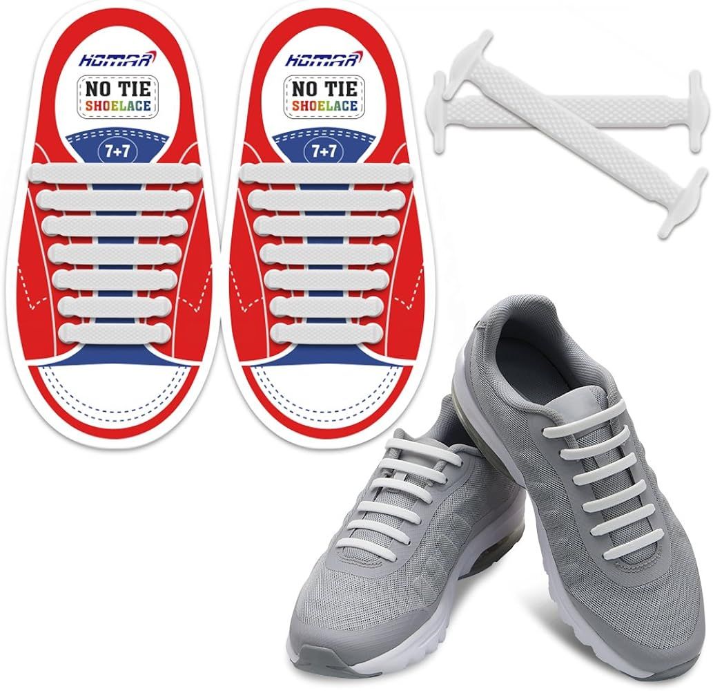 HOMAR No Tie Shoelaces for Kids and Adults Stretch Silicone Elastic No Tie Shoe Laces | Amazon (US)