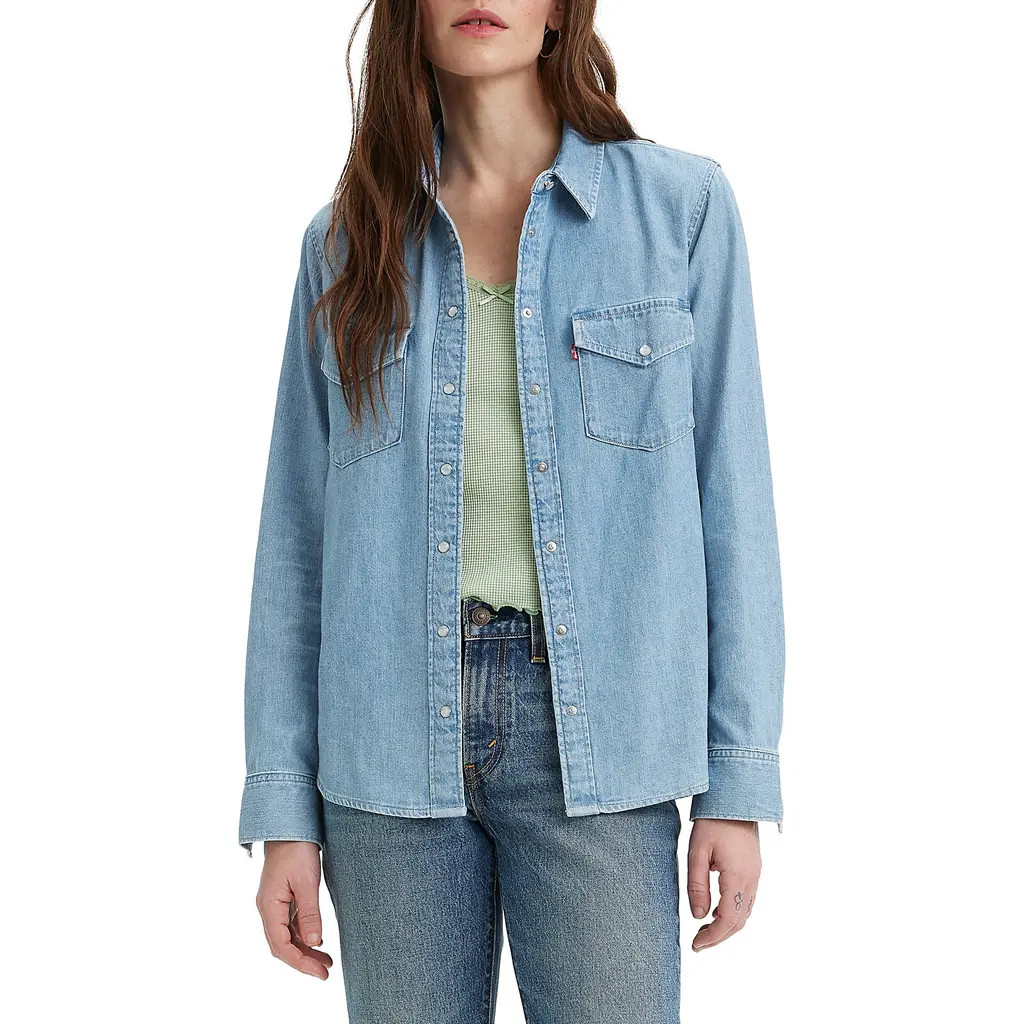 levi's Iconic Western Snap-Up Shirt in Old 517 Blue 2 at Nordstrom, Size Large | Nordstrom