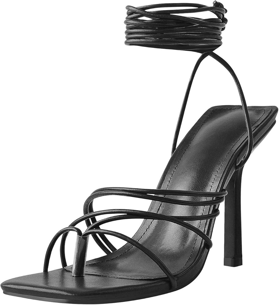 Richealnana Women's Flip Flop Gladiator Lace Up Strappy Sandals Square Toe | Amazon (US)