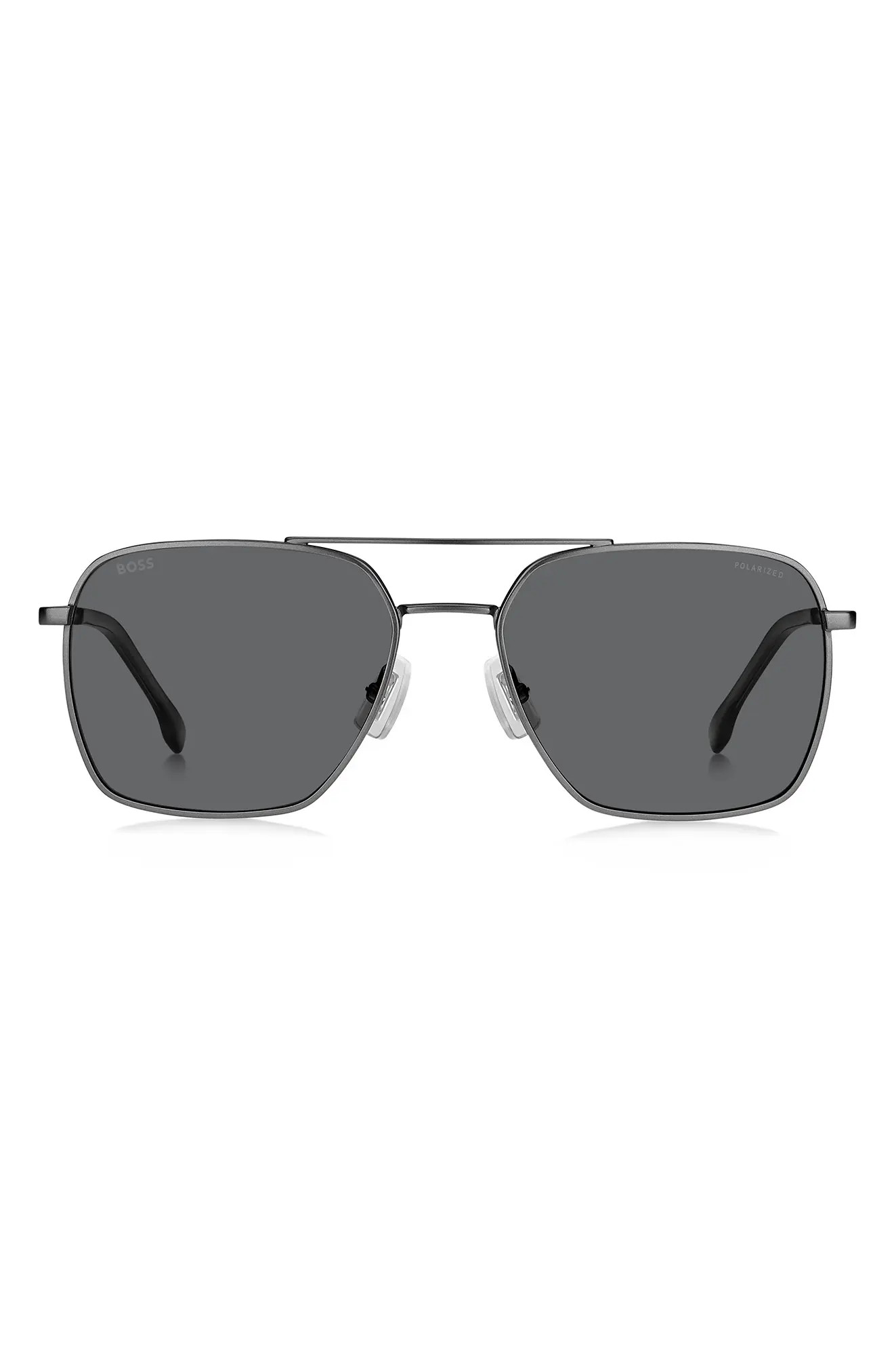 BOSS 57mm Polarized Aviator Sunglasses in Matte Dark Ruth /Gray at Nordstrom | Nordstrom