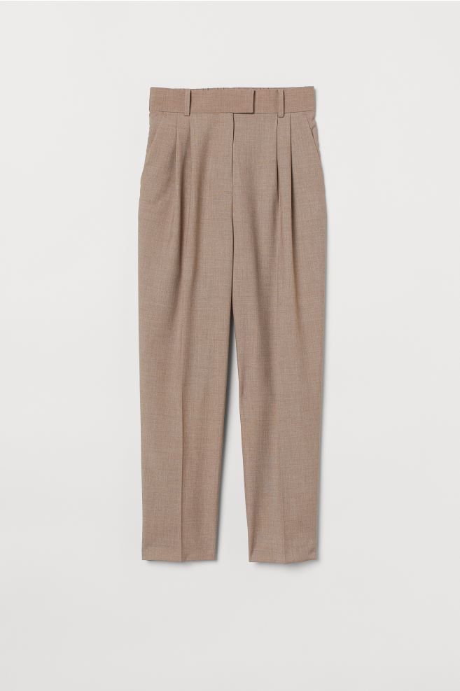 Elegante Hose aus Webstoff mit Bügelfalten. Die Hose ist hoch geschnitten und hat einen breiten,... | H&M (DE, AT, CH, NL, FI)