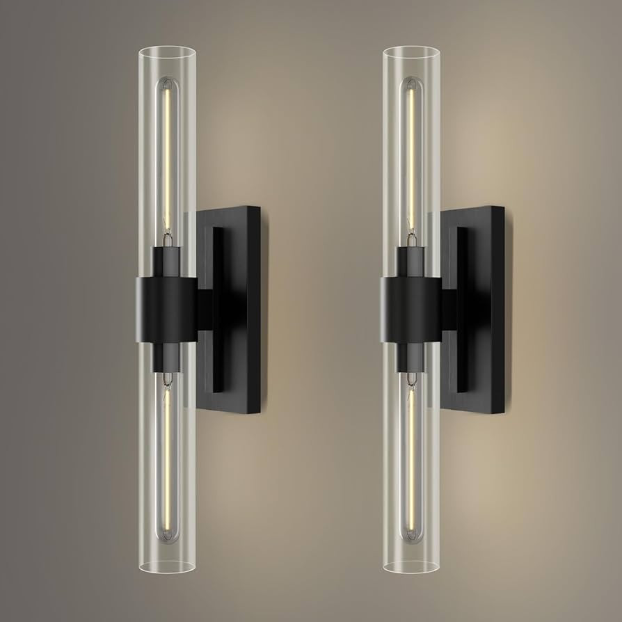 YUYI Black Wall Sconces, 22.8'' Wall Light Set of Two for Bathroom Vanity, Modern Wall Lighting F... | Amazon (US)