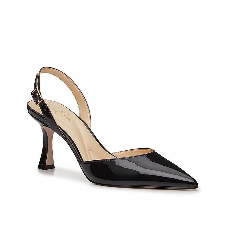 Jessica Simpson Fiseha Pump | Women's | Black Patent Synthetic | Size 8 | Pumps | Slingback | DSW