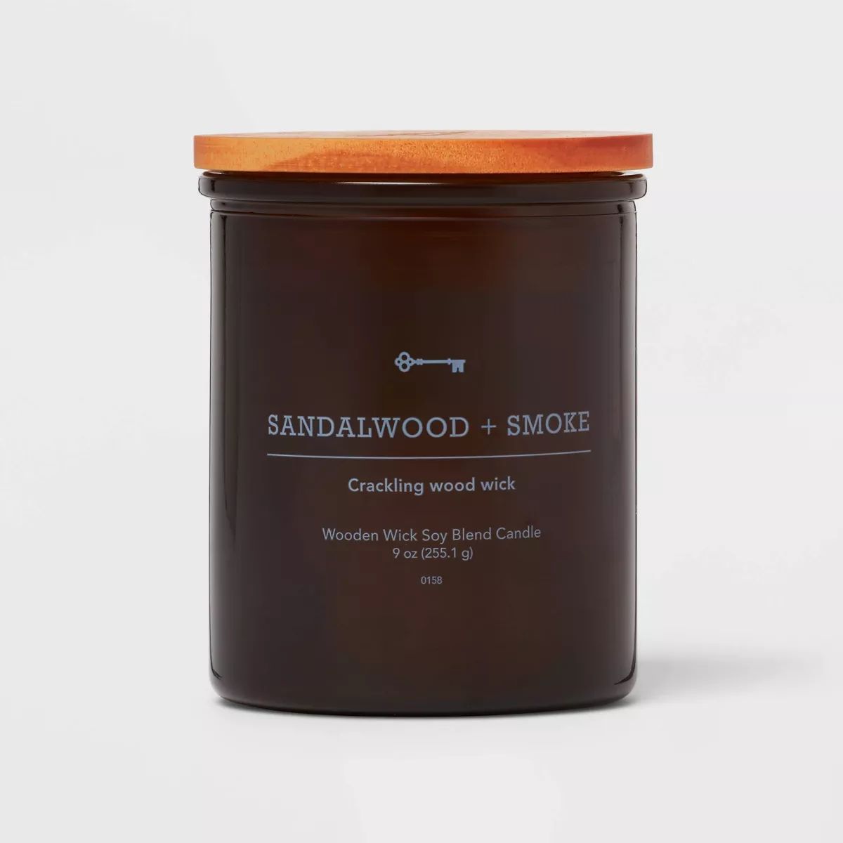 Amber Glass Sandalwood + Smoke Lidded Wood Wick Jar Candle 9oz - Threshold™ | Target