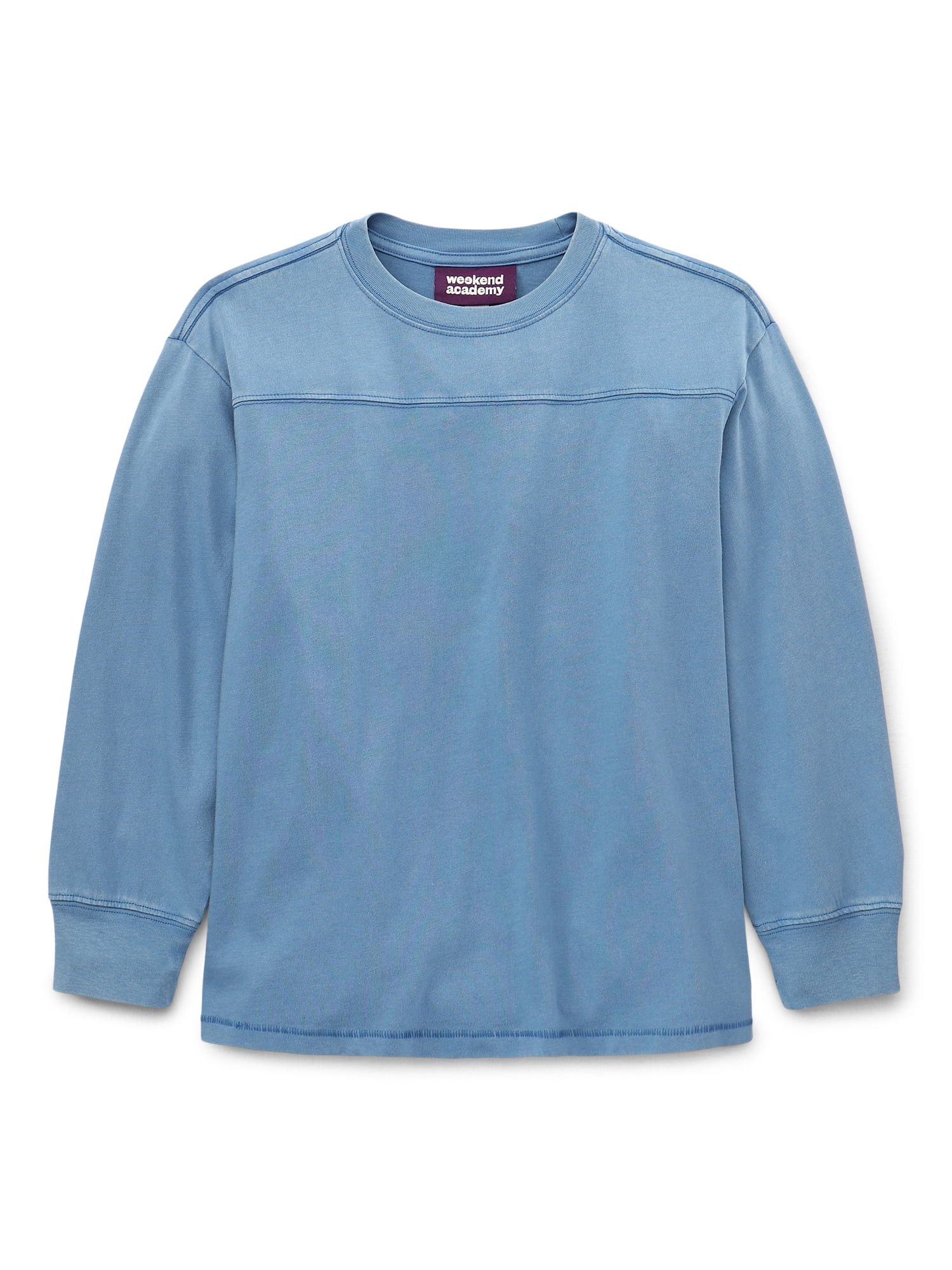 Weekend Academy Boys Football Yoke Cotton T-Shirt with Long Sleeves, Sizes 4-18 - Walmart.com | Walmart (US)