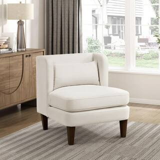 Ridley Modern Beige 46.9 in. Fabric Upholstered Accent Chair with Pillow | The Home Depot
