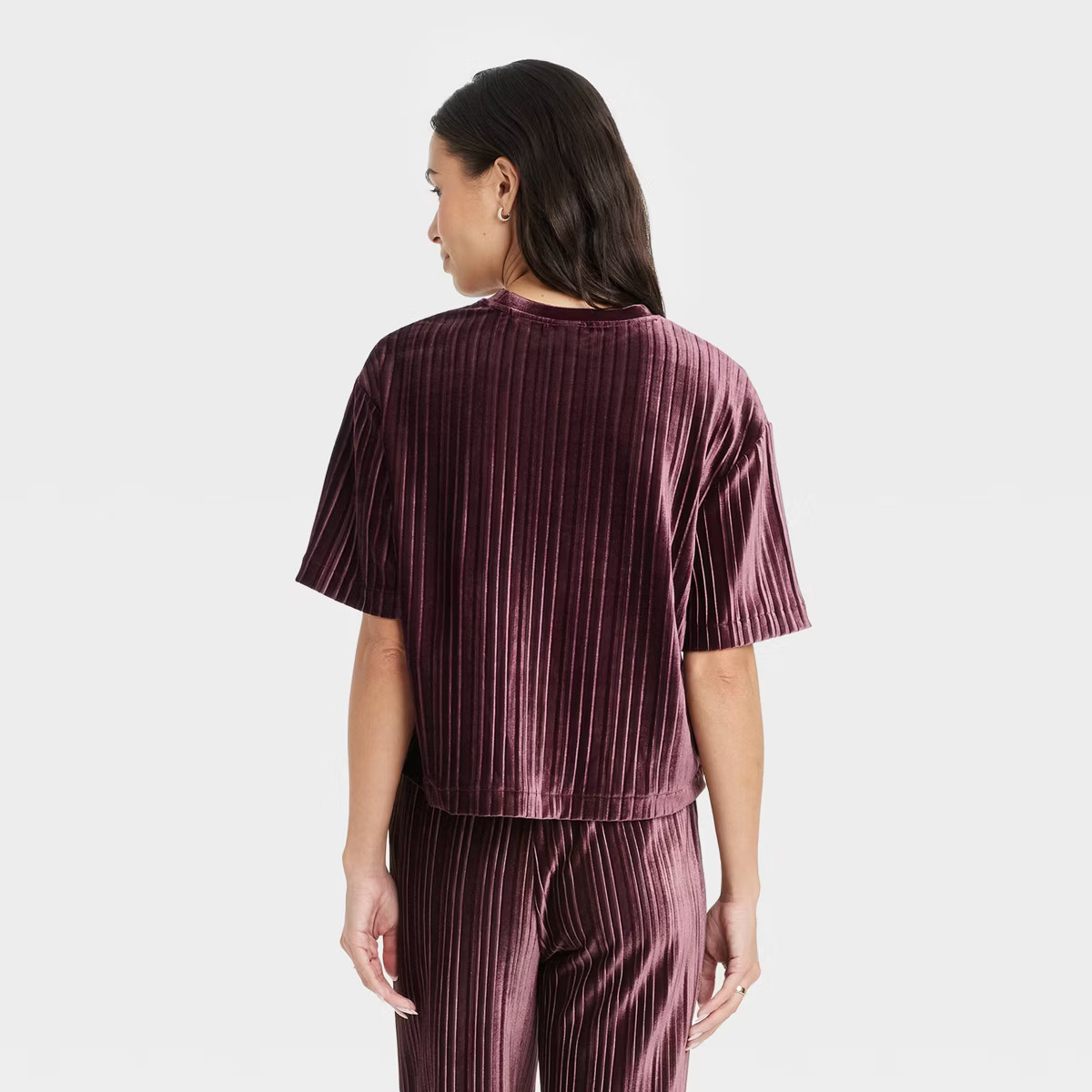 Women's Elbow Sleeve Velvet Plisse T-Shirt - A New Day™ | Target