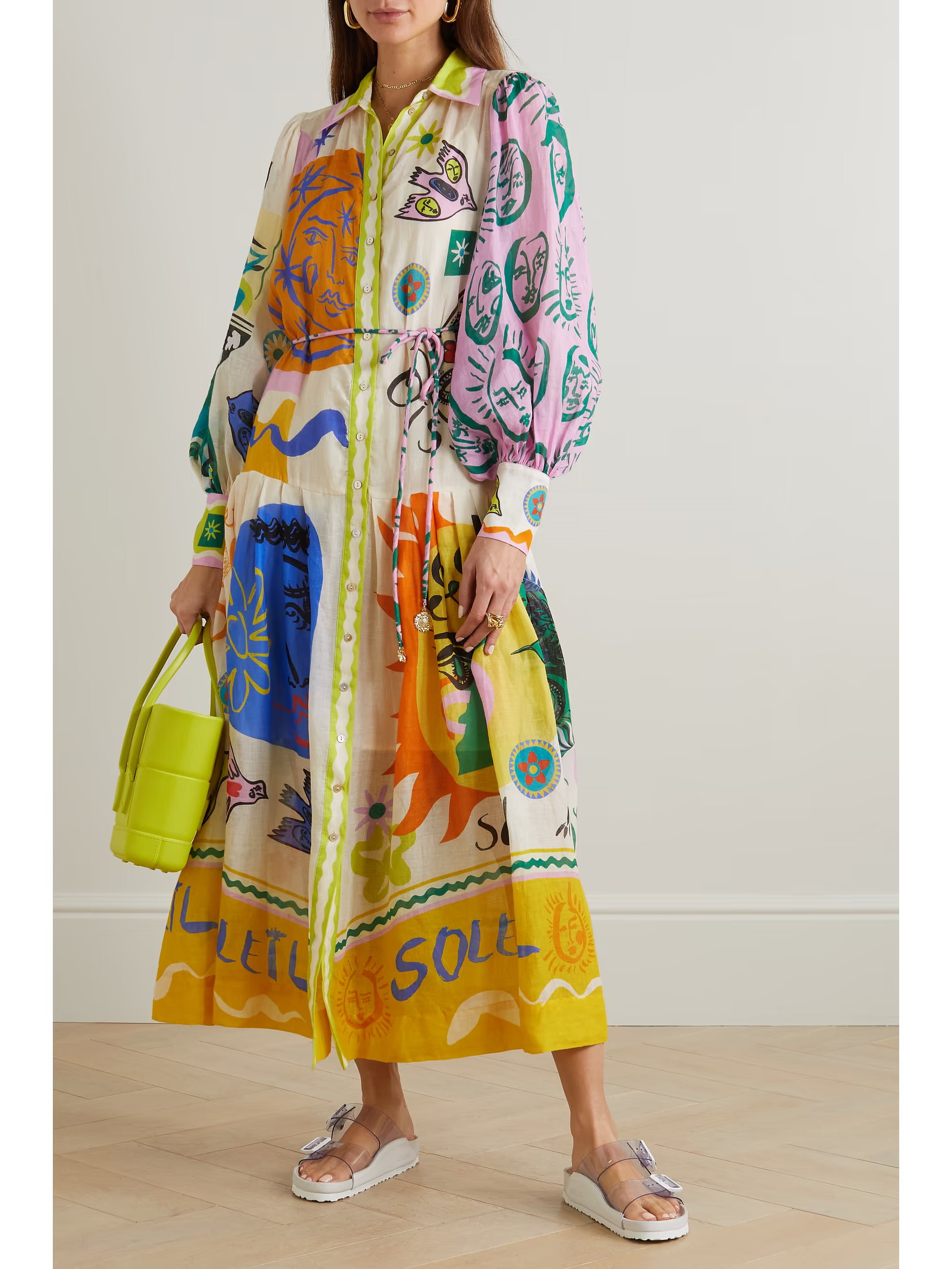 Soleil belted printed ramie midi shirt dress | NET-A-PORTER APAC