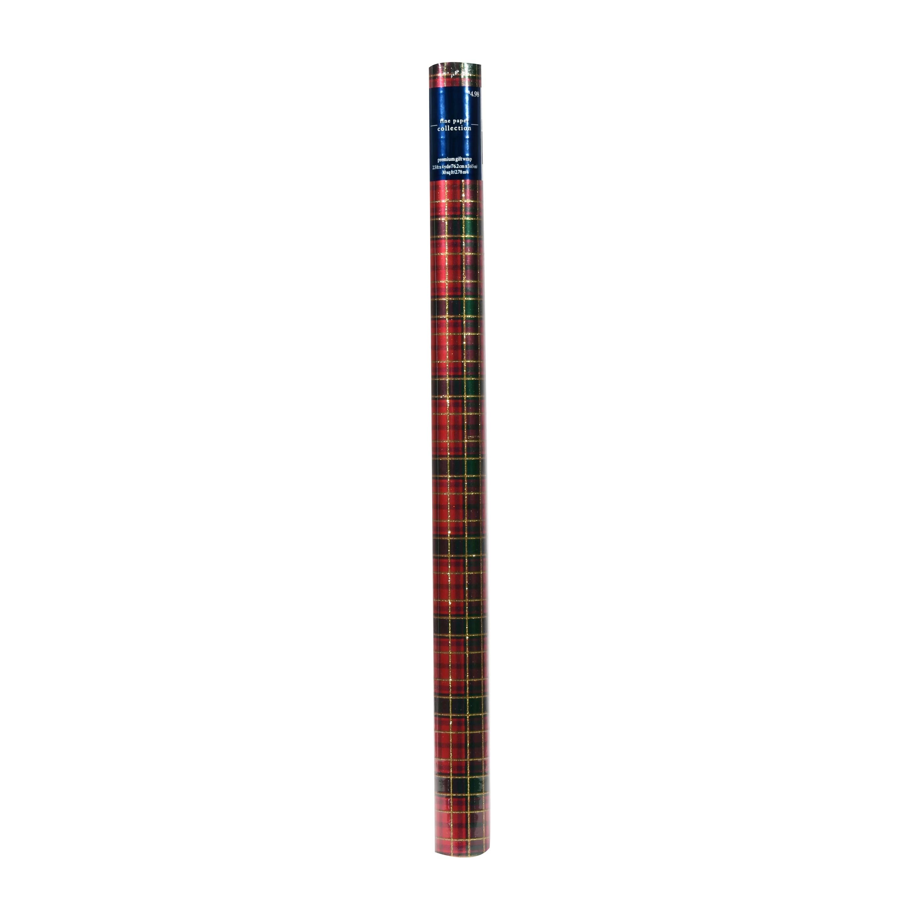 Holiday Time Fine Paper Collection Festive Plaid Gift Wrap, Red and Green - Walmart.com | Walmart (US)