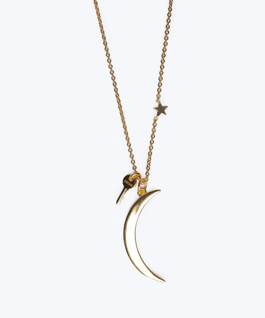 Star Chain with Moon and Mini Key Necklace | The Giving keys