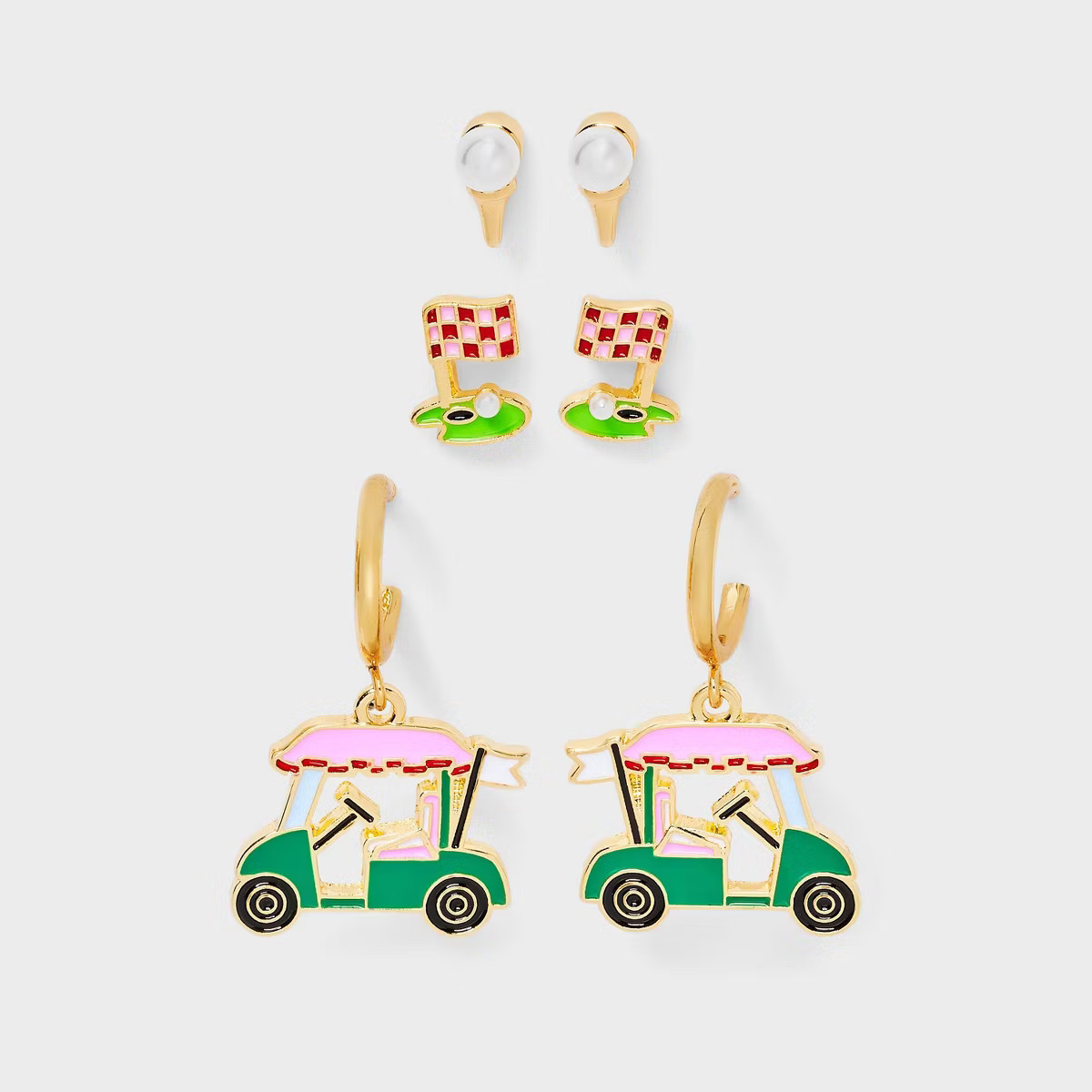 SUGARFIX by BaubleBar Hole-In-One Statement Earring Set 3pc - Gold | Target