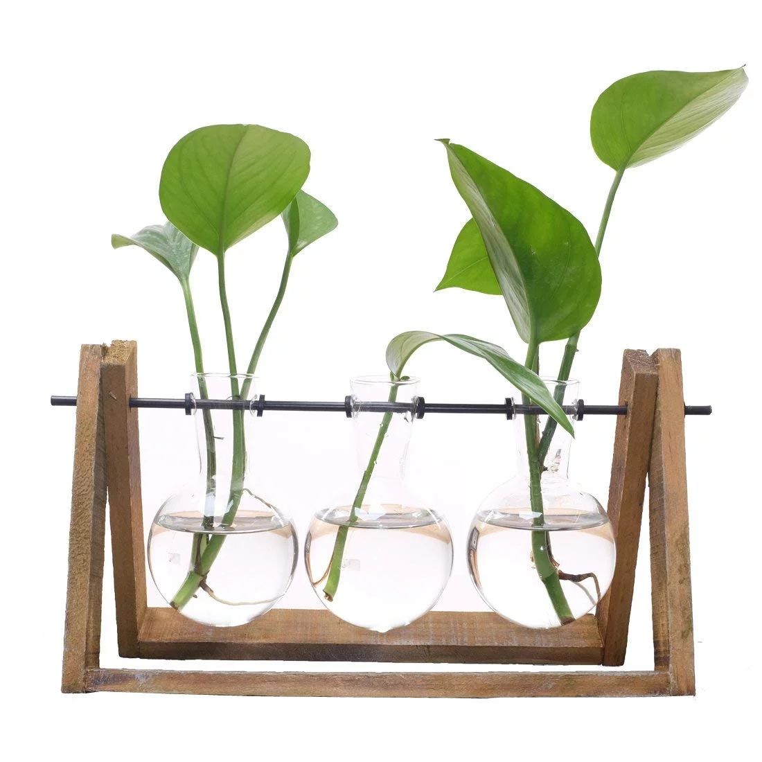 Plant Terrarium with Wooden Stand Glass Vase Holder for Home Decoration,Scindapsus Container (3 T... | Walmart (US)